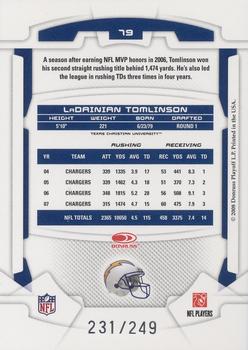 2008 Leaf Rookies & Stars - Longevity Silver #79 LaDainian Tomlinson Back