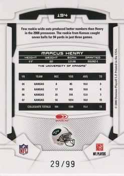 2008 Leaf Rookies & Stars - Longevity Silver Holofoil #194 Marcus Henry Back