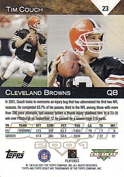 2001 Topps Debut #23 Tim Couch Back