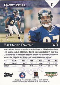 2001 Topps Debut #31 Qadry Ismail Back