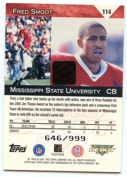 2001 Topps Debut #114 Fred Smoot Back
