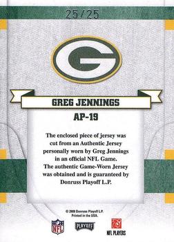 2008 Playoff Absolute Memorabilia - Absolute Patches Prime #AP-19 Greg Jennings Back