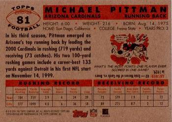 2001 Topps Heritage #81 Michael Pittman Back