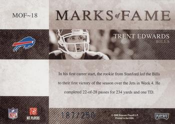 2008 Playoff Absolute Memorabilia - Marks of Fame #MOF-18 Trent Edwards Back