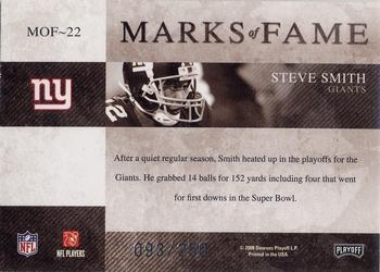 2008 Playoff Absolute Memorabilia - Marks of Fame #MOF-22 Steve Smith Back