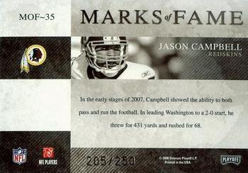 2008 Playoff Absolute Memorabilia - Marks of Fame #MOF-35 Jason Campbell Back