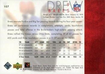2001 UD Game Gear #107 Drew Brees Back