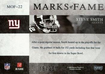 2008 Playoff Absolute Memorabilia - Marks of Fame Spectrum #MOF-22 Steve Smith Back