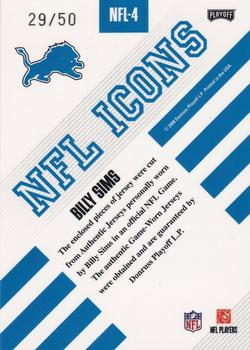 2008 Playoff Absolute Memorabilia - NFL Icons Materials #NFL-4 Billy Sims Back