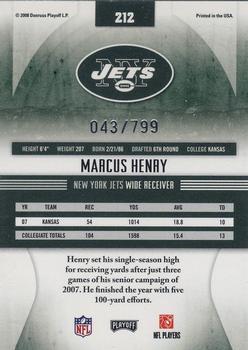 2008 Playoff Absolute Memorabilia - Retail #212 Marcus Henry Back