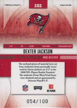 2008 Playoff Absolute Memorabilia - Rookie Premiere Materials NFL Spectrum Prime #282 Dexter Jackson Back