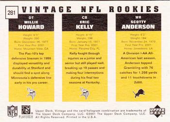 2001 Upper Deck Vintage #281 Scotty Anderson / Eric Kelly / Willie Howard Back