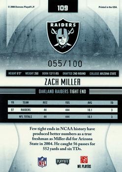 2008 Playoff Absolute Memorabilia - Spectrum Silver #109 Zach Miller  Back