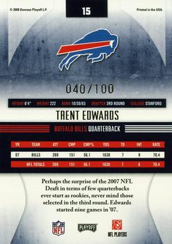 2008 Playoff Absolute Memorabilia - Spectrum Silver Retail #15 Trent Edwards Back