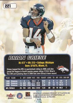 2001 Ultra #221 Brian Griese Back