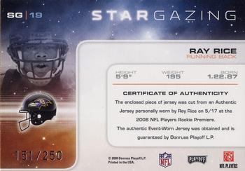 2008 Playoff Absolute Memorabilia - Star Gazing Materials #SG 19 Ray Rice Back