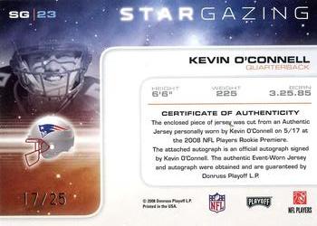 2008 Playoff Absolute Memorabilia - Star Gazing Materials Autographs #SG 23 Kevin O'Connell Back
