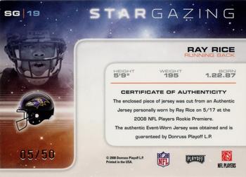 2008 Playoff Absolute Memorabilia - Star Gazing Materials Prime #SG 19 Ray Rice Back