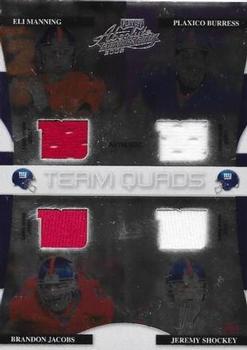 2008 Playoff Absolute Memorabilia - Team Quads Materials Die Cut #TQ-4 Eli Manning / Plaxico Burress / Brandon Jacobs / Jeremy Shockey Front