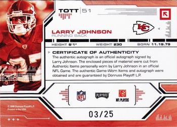2008 Playoff Absolute Memorabilia - Tools of the Trade Double Material Autographs Black Spectrum #TOTT 51 Larry Johnson Back
