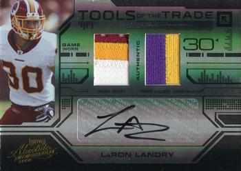 2008 Playoff Absolute Memorabilia - Tools of the Trade Double Material Autographs Black Spectrum #TOTT 68 LaRon Landry Front