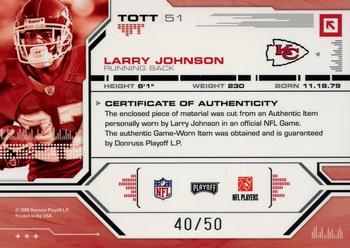 2008 Playoff Absolute Memorabilia - Tools of the Trade Material Oversize Red #TOTT 51 Larry Johnson Back