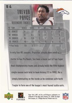 2001 Upper Deck MVP #84 Trevor Pryce Back