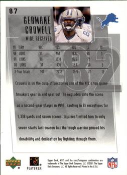 2001 Upper Deck MVP #87 Germane Crowell Back