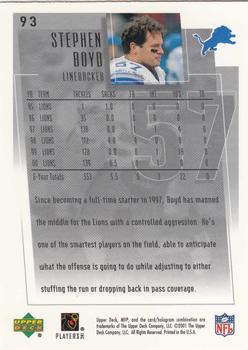 2001 Upper Deck MVP #93 Stephen Boyd Back