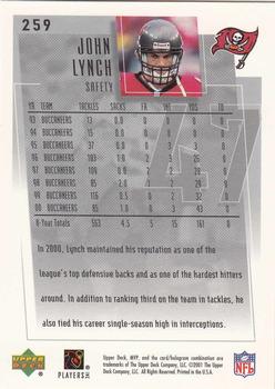 2001 Upper Deck MVP #259 John Lynch Back