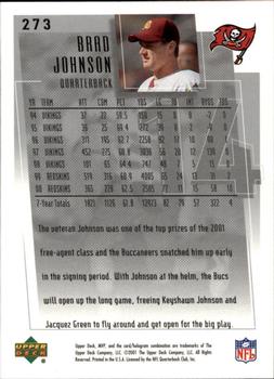 2001 Upper Deck MVP #273 Brad Johnson Back
