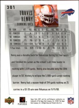 2001 Upper Deck MVP #301 Travis Henry Back