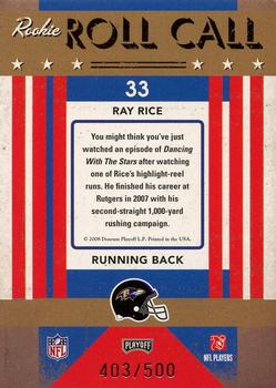 2008 Playoff Contenders - Rookie Roll Call #33 Ray Rice Back