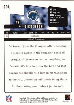 2001 Upper Deck Victory #304 Dave Dickenson Back