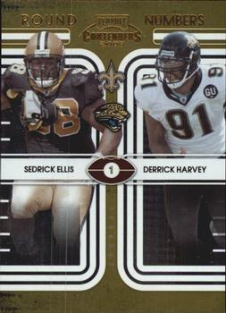 2008 Playoff Contenders - Round Numbers Gold #9 Sedrick Ellis / Derrick Harvey Front