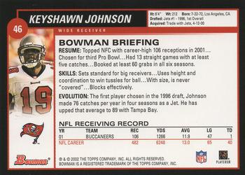2002 Bowman #46 Keyshawn Johnson Back