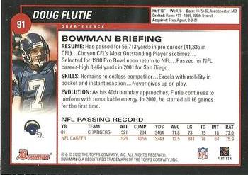 2002 Bowman #91 Doug Flutie Back