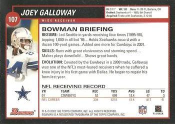2002 Bowman #107 Joey Galloway Back