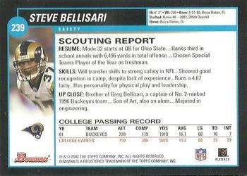 2002 Bowman #239 Steve Bellisari Back