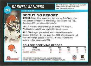 2002 Bowman #248 Darnell Sanders Back