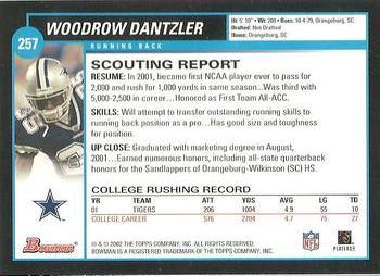 2002 Bowman #257 Woodrow Dantzler Back