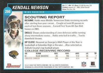 2002 Bowman #266 Kendall Newson Back
