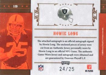 2008 Playoff National Treasures - All Pros Material Signature HOF #19 Howie Long Back