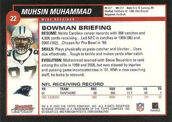2002 Bowman Chrome #22 Muhsin Muhammad Back