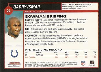 2002 Bowman Chrome #24 Qadry Ismail Back