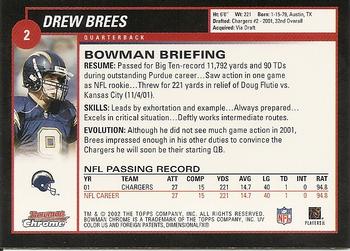 2002 Bowman Chrome #2 Drew Brees Back