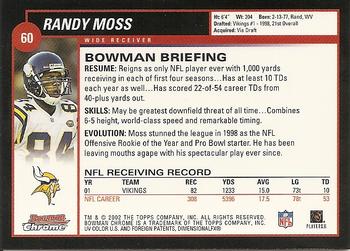 2002 Bowman Chrome #60 Randy Moss Back