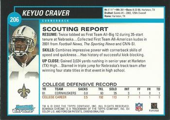 2002 Bowman Chrome #206 Keyuo Craver Back