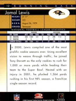 2002 Donruss #12 Jamal Lewis Back