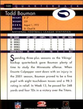 2002 Donruss #105 Todd Bouman Back